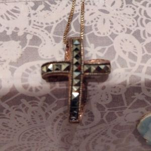 Silver and marquis cross necklace